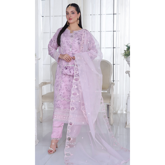 HUSNA ORGANZA FORMAL COLLECTION-005 (Pink)